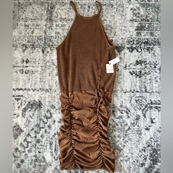 Free People One Katya Thermal Mini Dress in Cinnamon - Picture 2 of 4